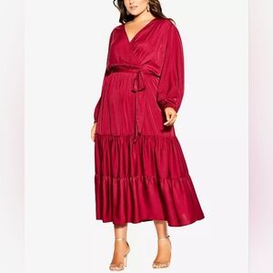 Nwt City Chic Trendy Plus Size Pretty Tier Maxi Dress SANGRIA s/16